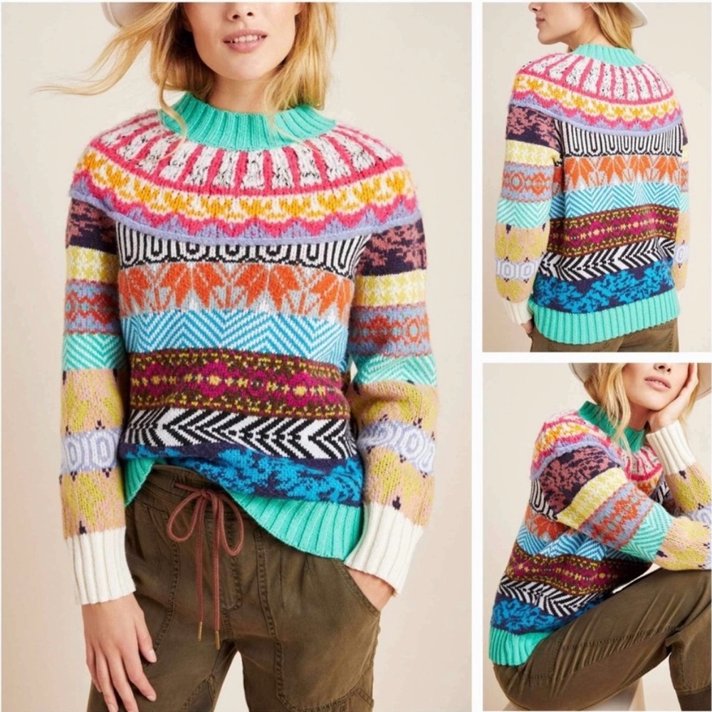 Anthropologie Ryan Fair Isle Patterned Women's Sweater